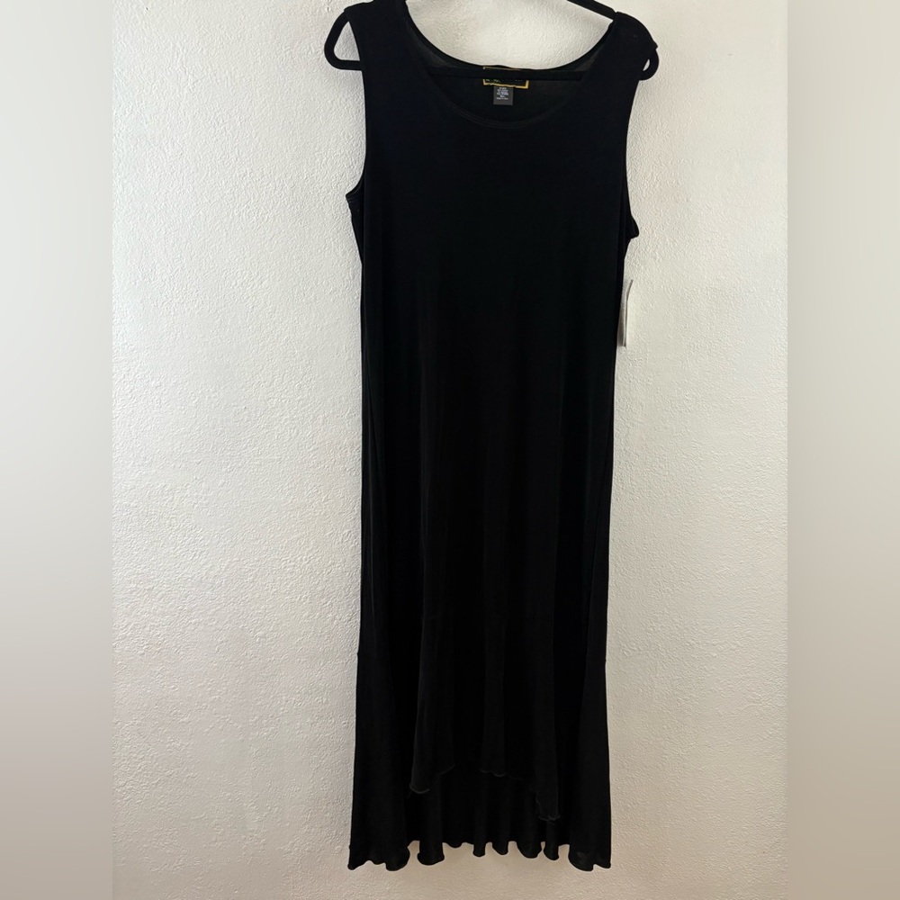 Marisol Black Acetate Knit Sleeveless Scoop Neck maxi dress size L NWT